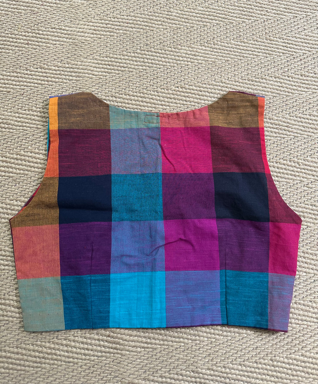 Madrass kattam sleeveless cotton blouse, front open