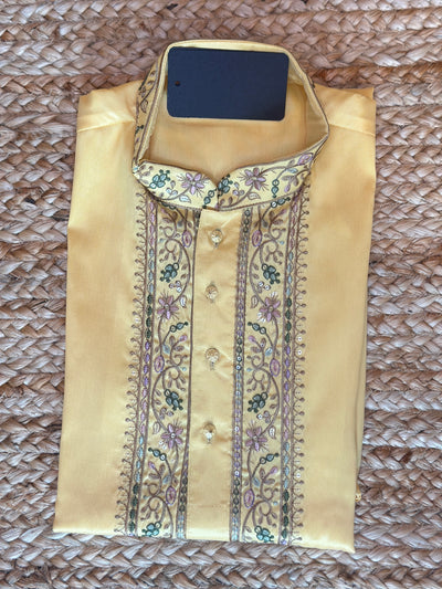 Light Yellow kurta with emroidery