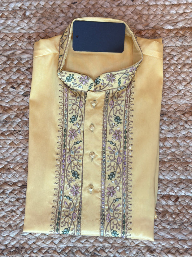 Light Yellow kurta with emroidery