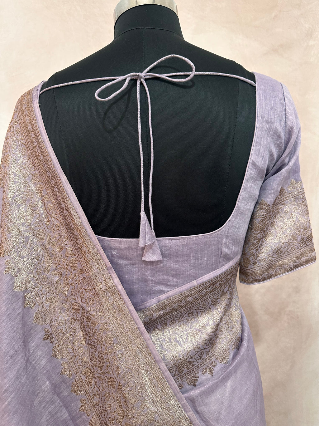 Linen banarsi saree with stitched blouse
