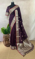 Banarsi cotton silk handloom saree with stitched blouse