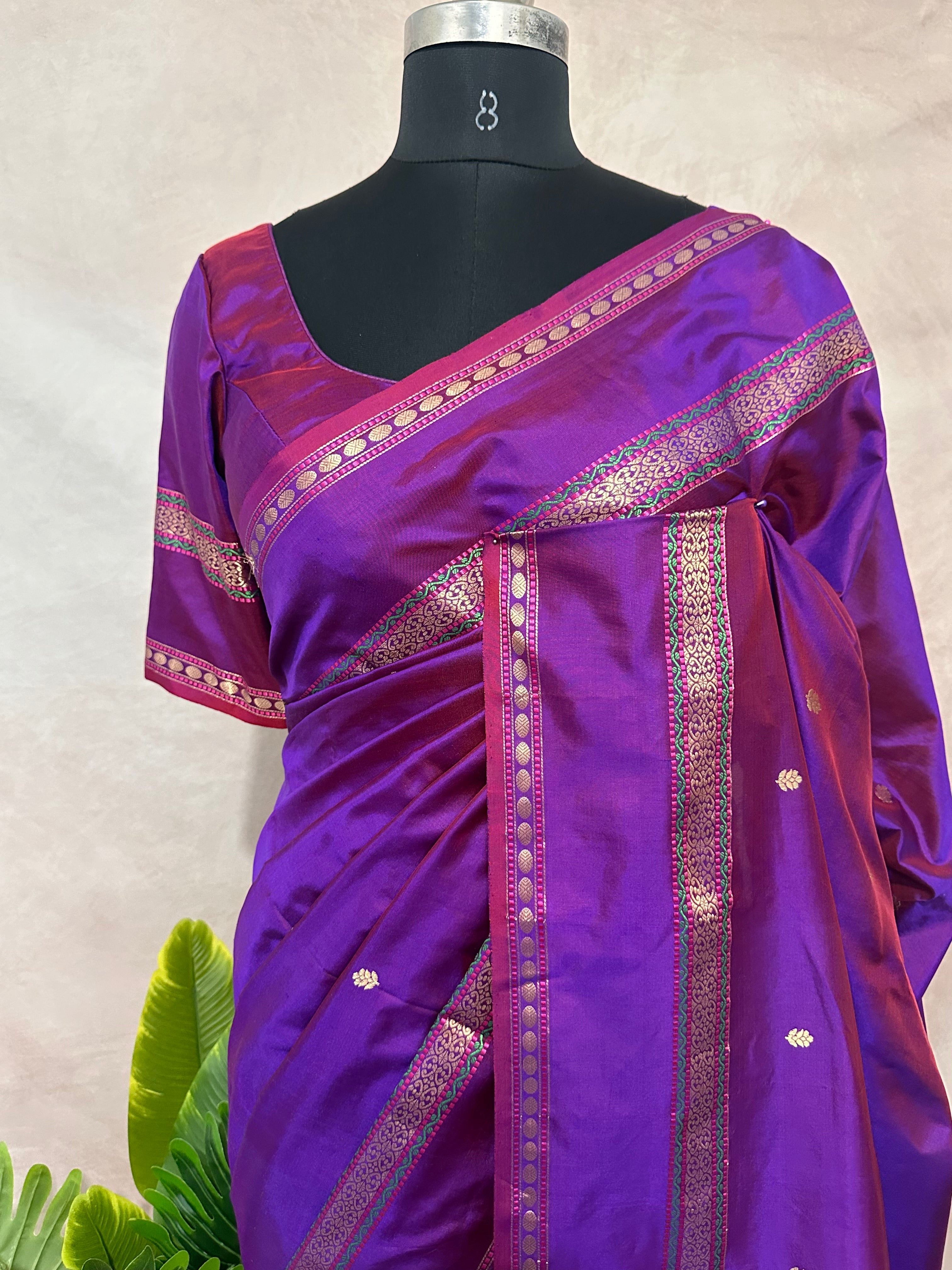 Handloom Pure katan banarsi soft silk saree with stitched blouse