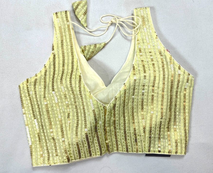 Lemon yellow sequins blouse