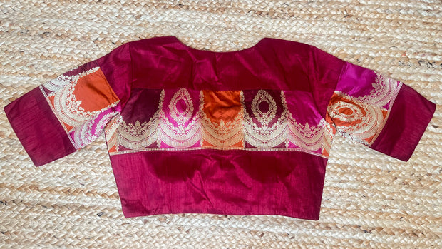 Red raw silk blouse