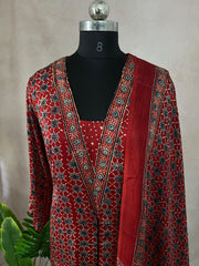 Modal silk kurti with Ajrakh hand block print