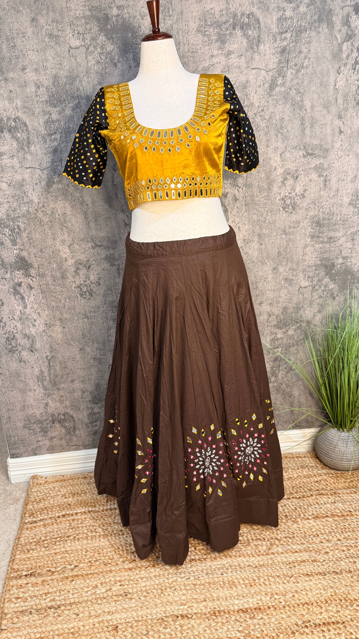 8 m flare navrathri skirt with real mirror
