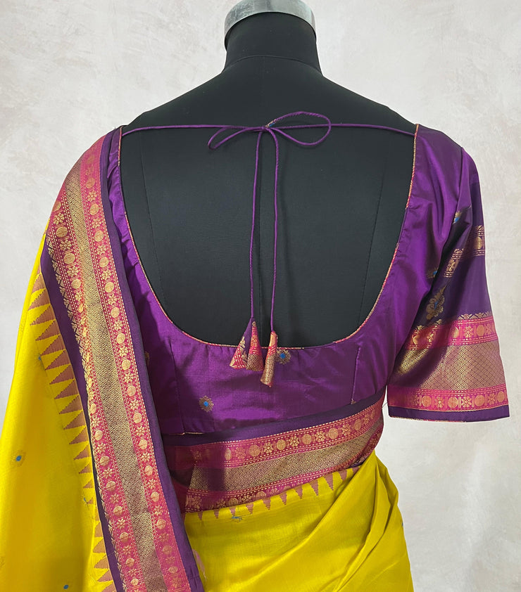 Pure gadwal silk saree with stitched blouse