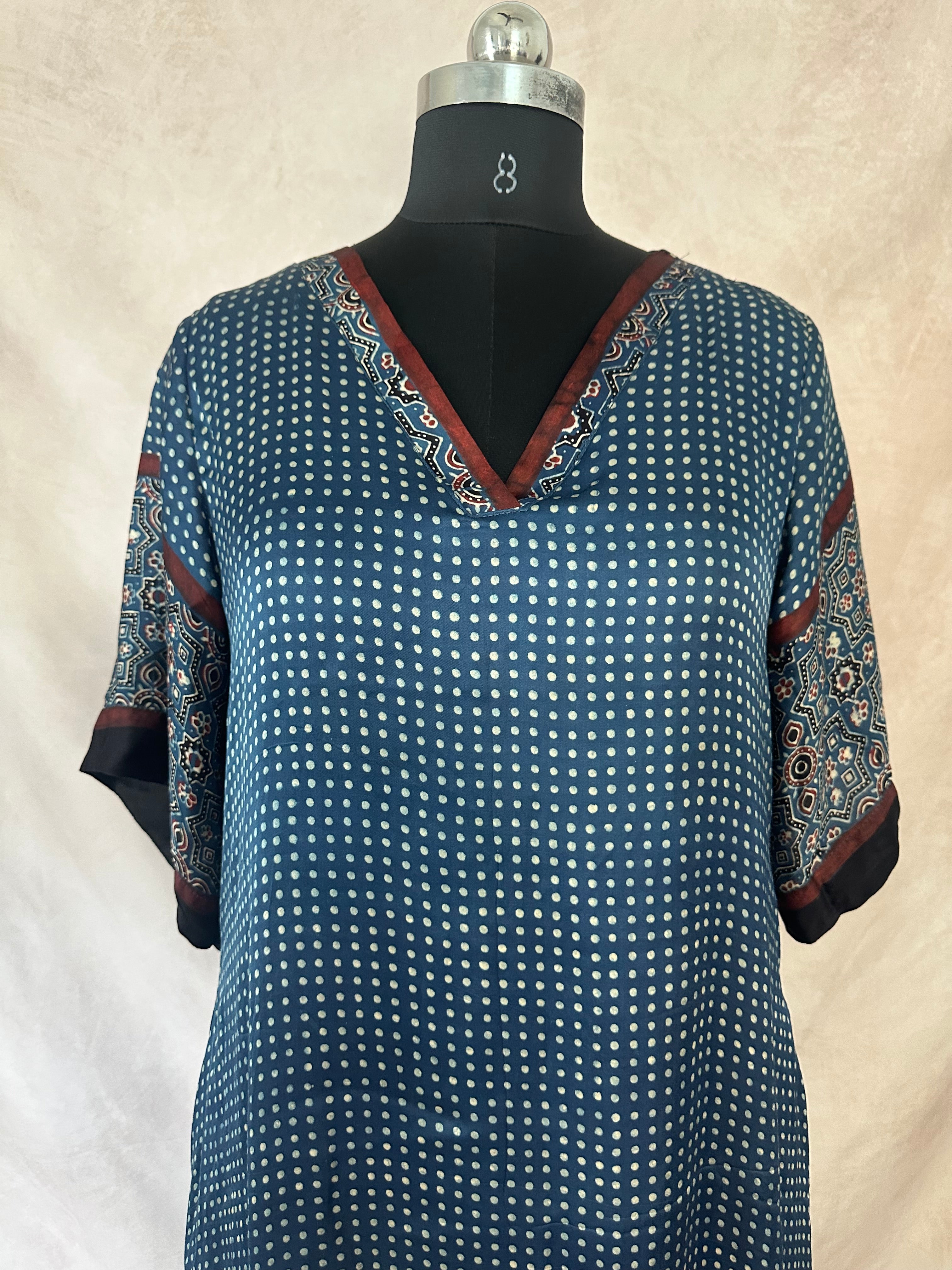 Ajrakh modal silk dress