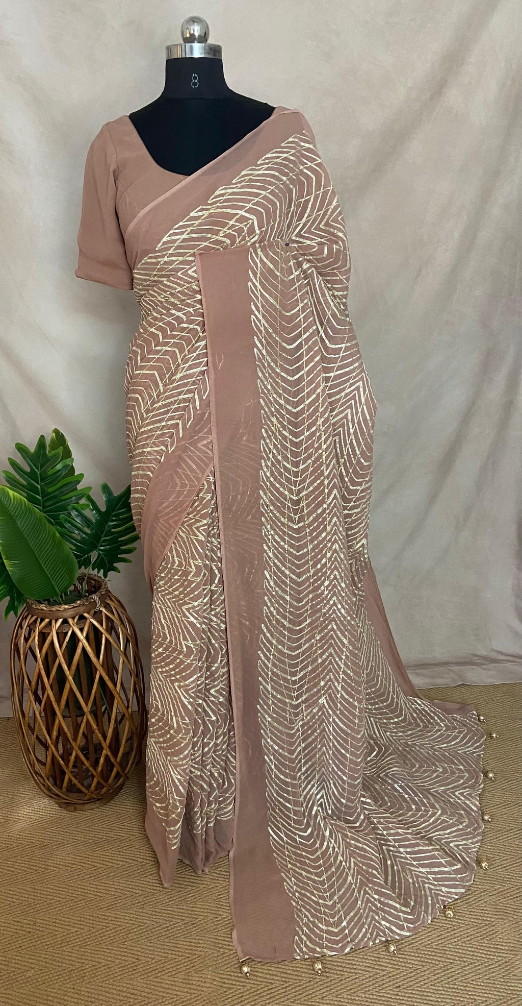 Georgette Designer saree with Gotta patti work and stitched blouse