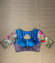 Blue raw silk and paithani blouse
