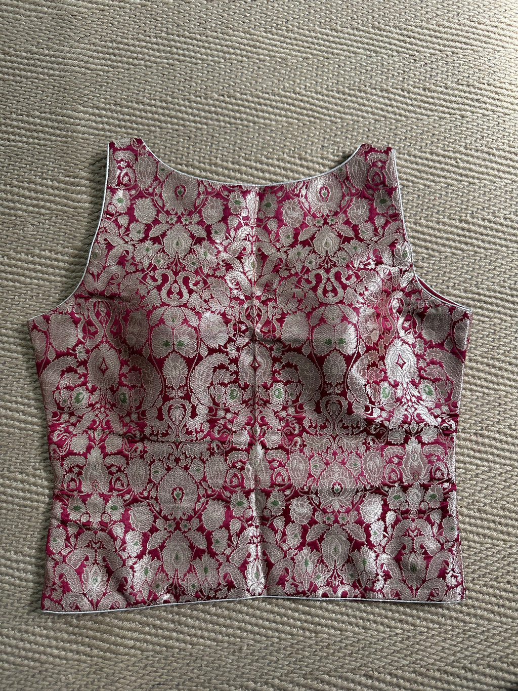 Maroon banarsi brocade long top