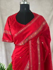 Pure handwoven katan silk saree with stitched blouse