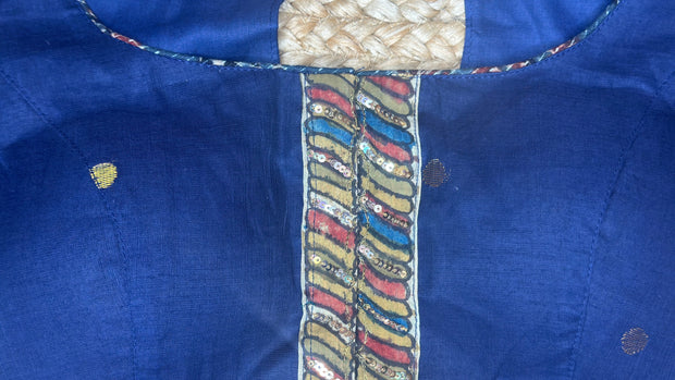 Blue cotton patchwork blouse