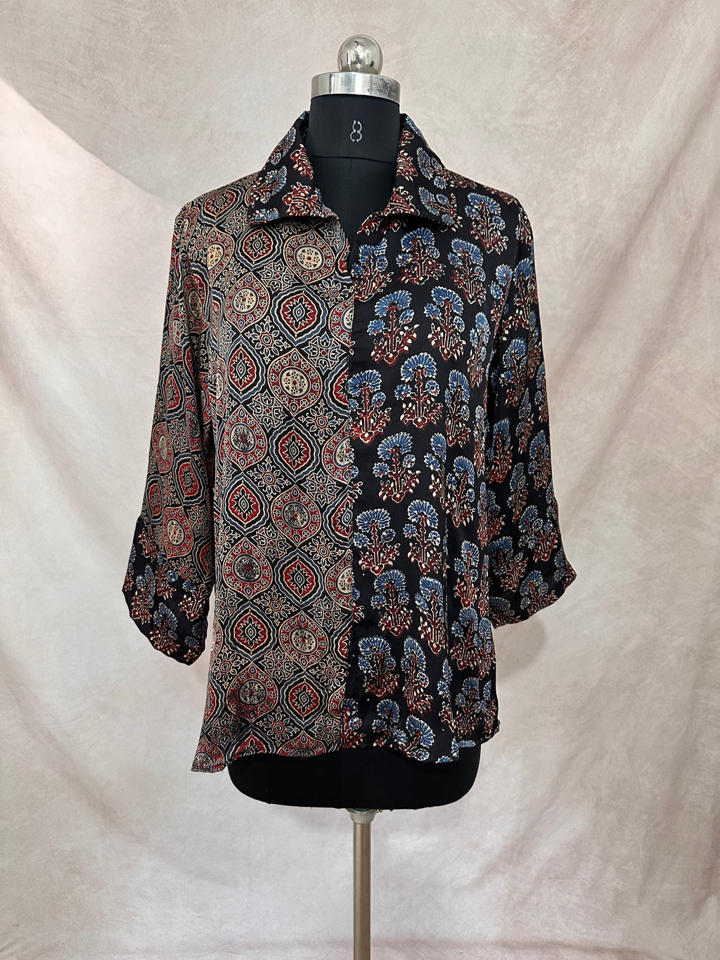 Pure Modal silk shirt with hand block print