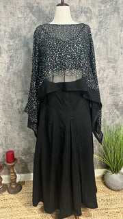 Black beaded kaftan with flared palazzo