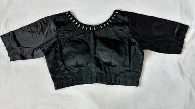 Modal silk Ajrakh blouse with real mirror work
