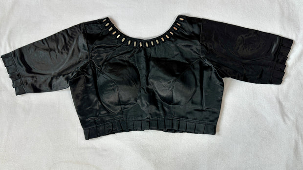 Modal silk Ajrakh blouse with real mirror work