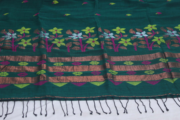 Handloom linen saree jamdani pallu, with BP