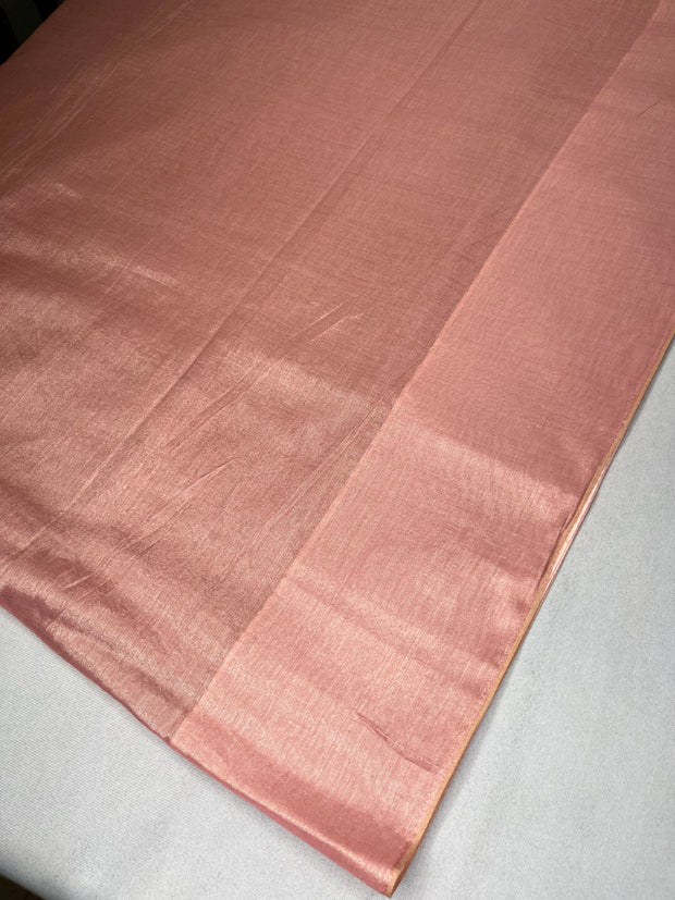 Rose gold cotton tissue saree , no Blouse piece