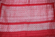 Brick red pure tussar silk handloom saree with silver zari, stitched blouse