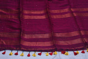 Handloom linen saree with sequins weave , with BP