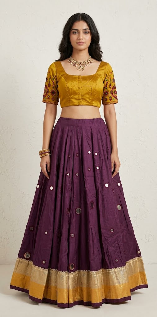 18 m flare navrathri skirt with foil mirror