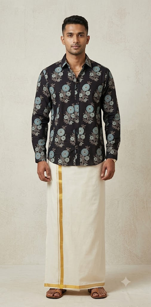 Ajrakh handblock printed shirts in pure Cotton