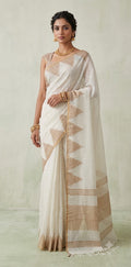 Linen saree with temple border