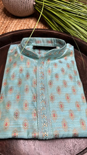 Light blue cotton silk kurta - 42