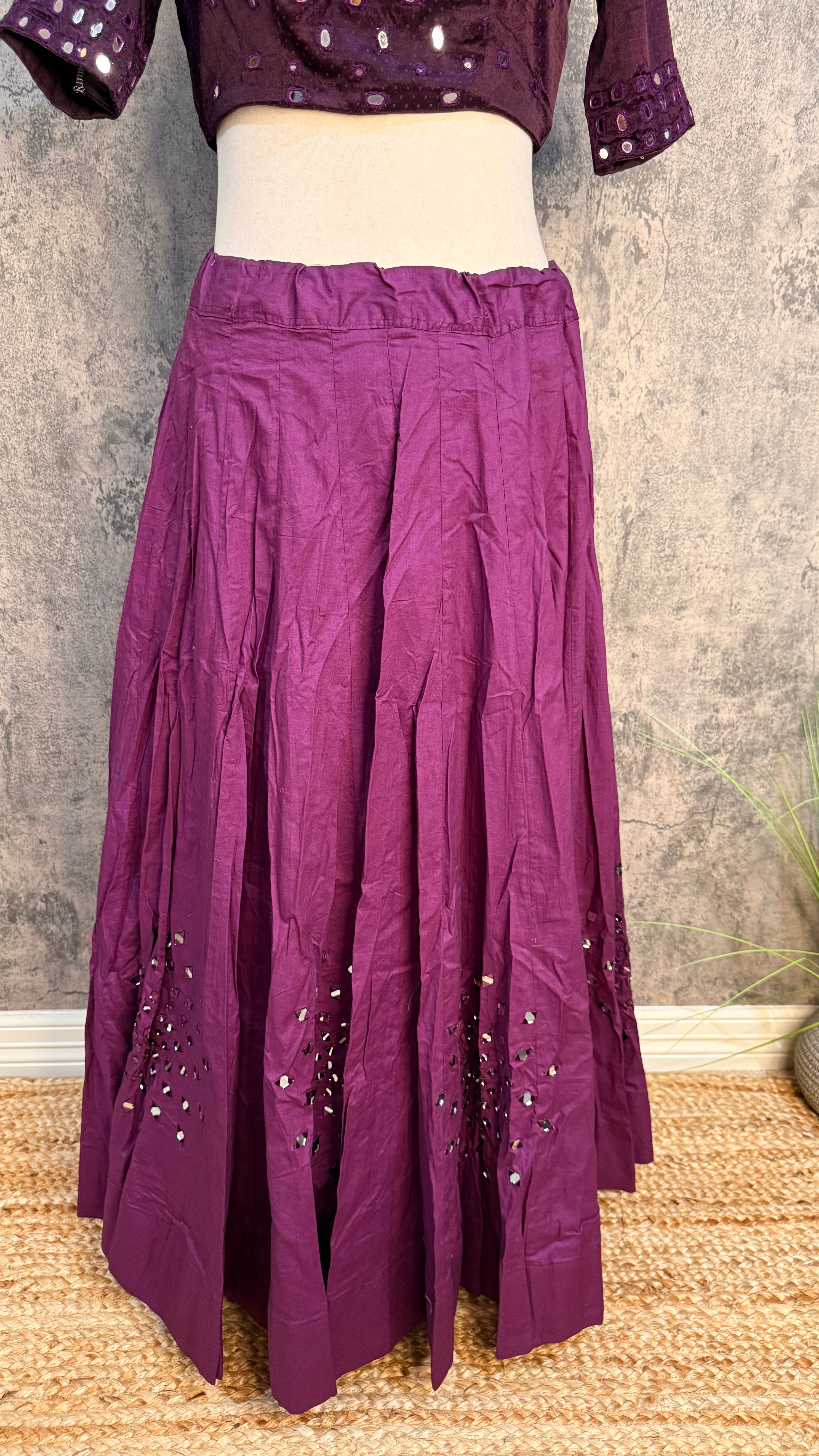 8 m flare navrathri skirt with real mirror