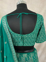 Green chikkankari lehanga