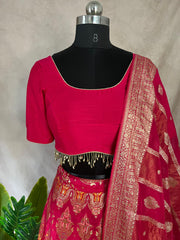 Pink Banarsi silk lehanga