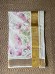 Cotton floral digital printed set saree