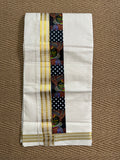 Cotton dhothi with kadhakali face print border
