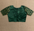 Bottle green modal silk blouse with mirror work and hand Kutch Embroidery