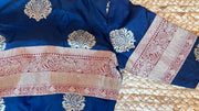 Navy blue banarsi brocade blouse