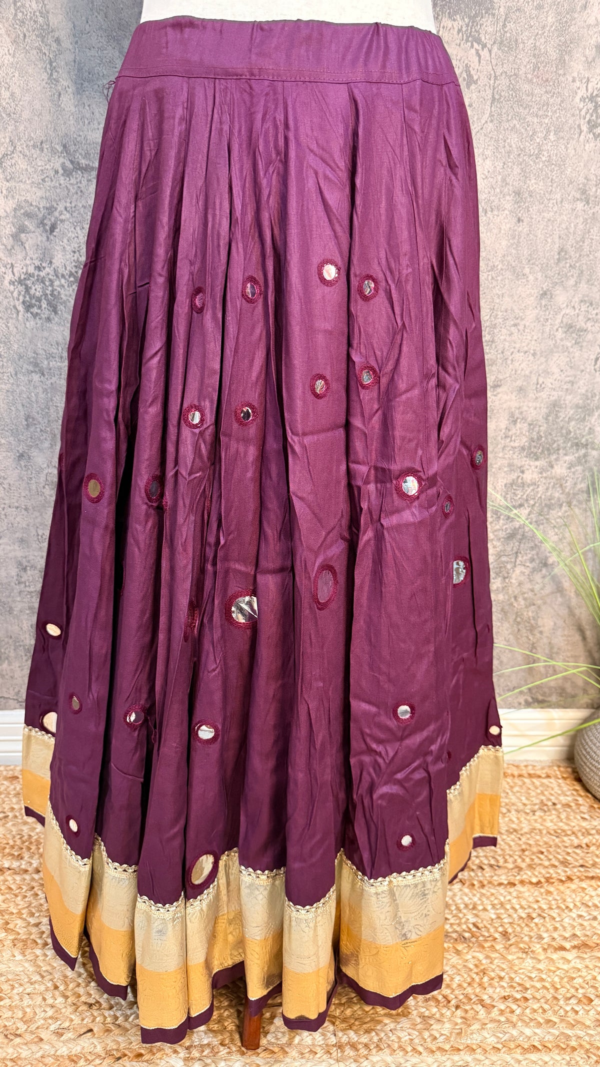 18 m flare navrathri skirt with foil mirror