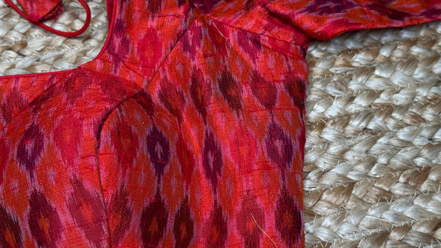 Red Ikkat raw silk blouse