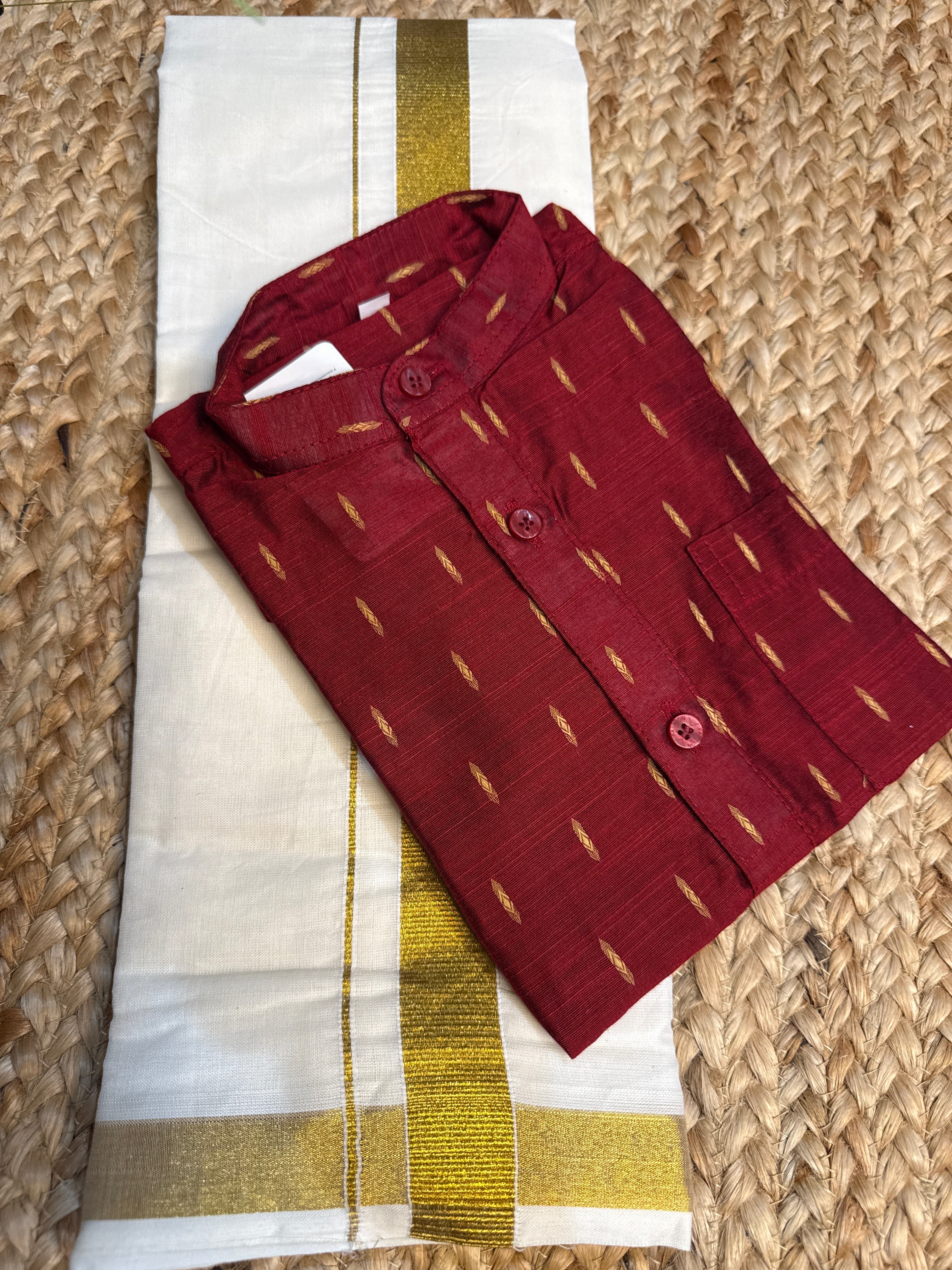 Maroon cotton silk short kurta