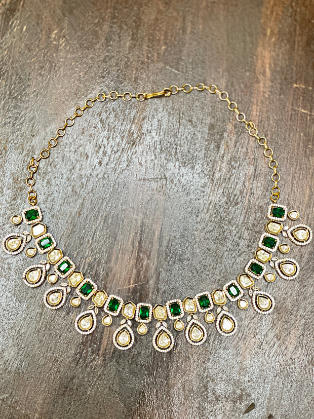Necklace with moissanite stone, with earring