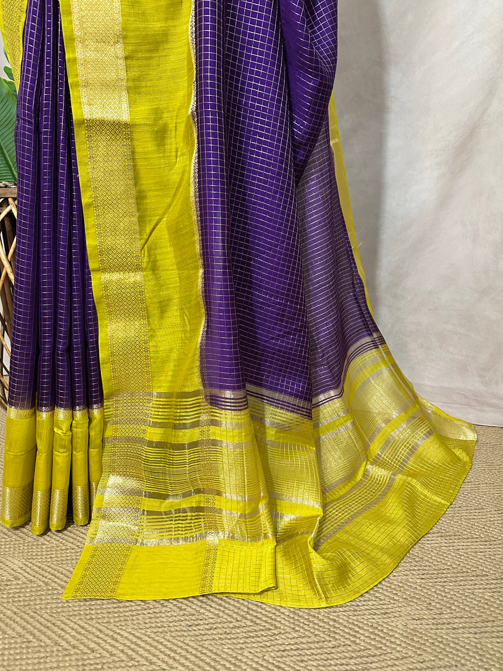 Semi mysore silk saree with stitched blouse