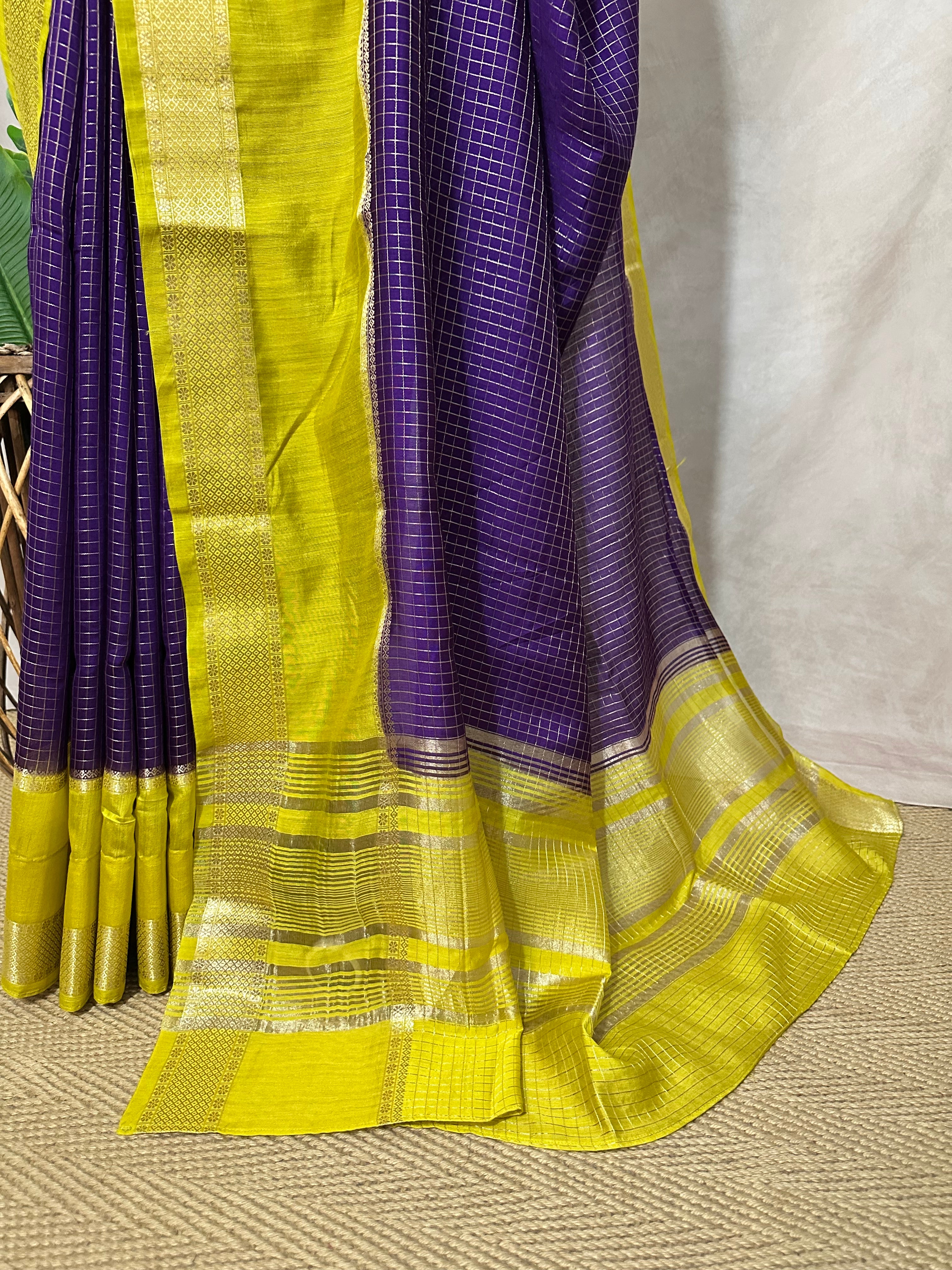 Semi mysore silk saree with stitched blouse