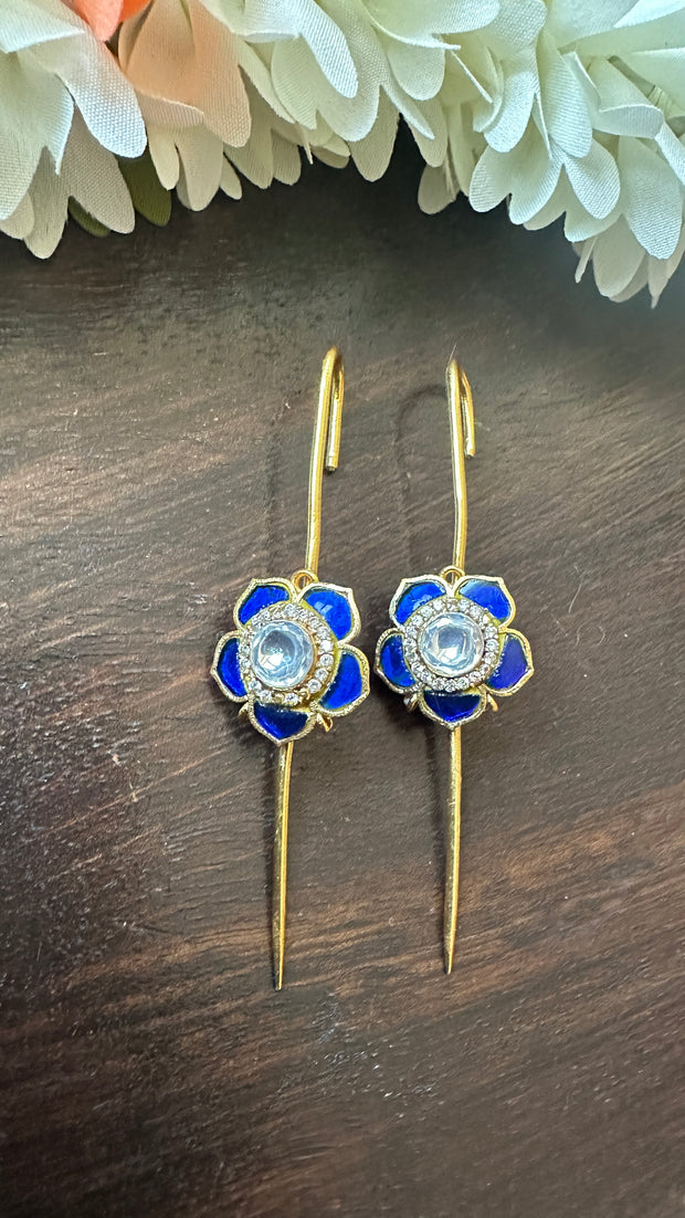 Blue color kundan stone ear pin/cuff