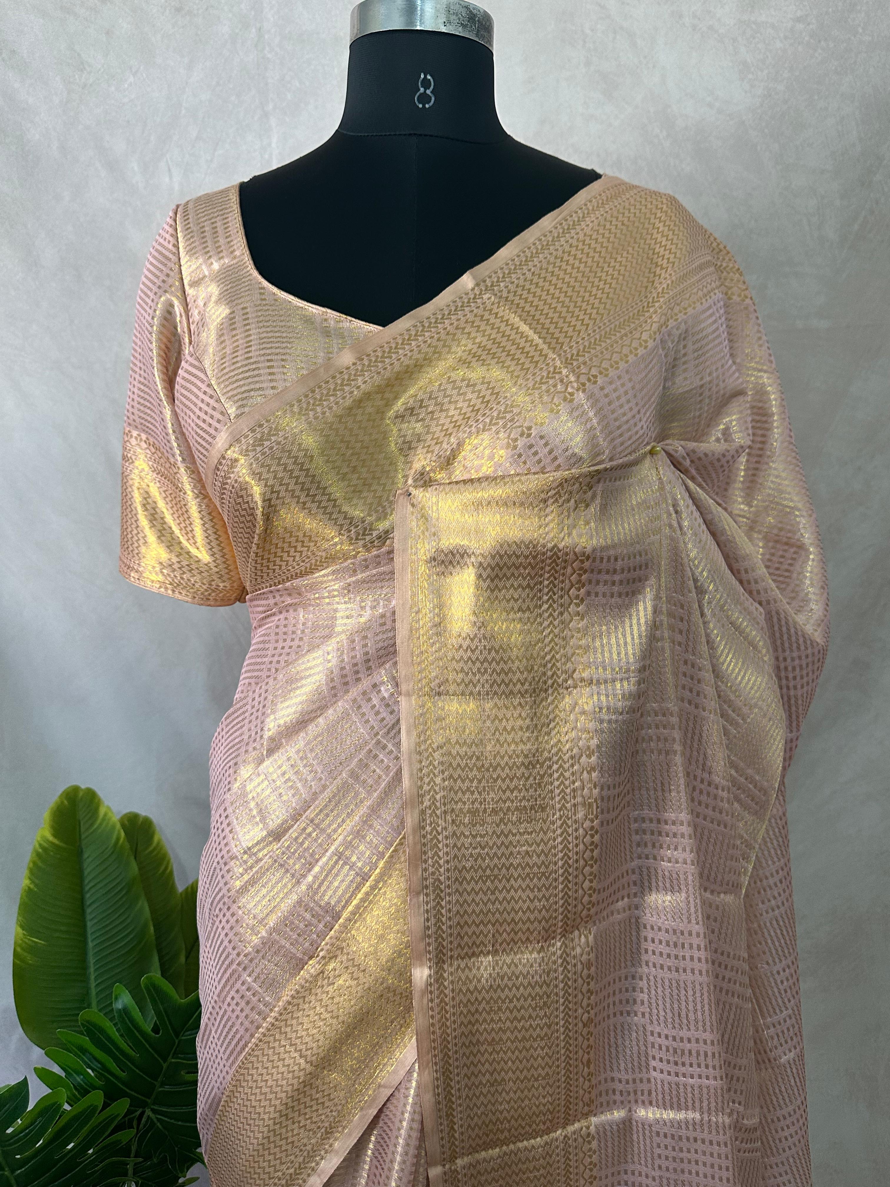 Modal tissue saree with stitched blouse