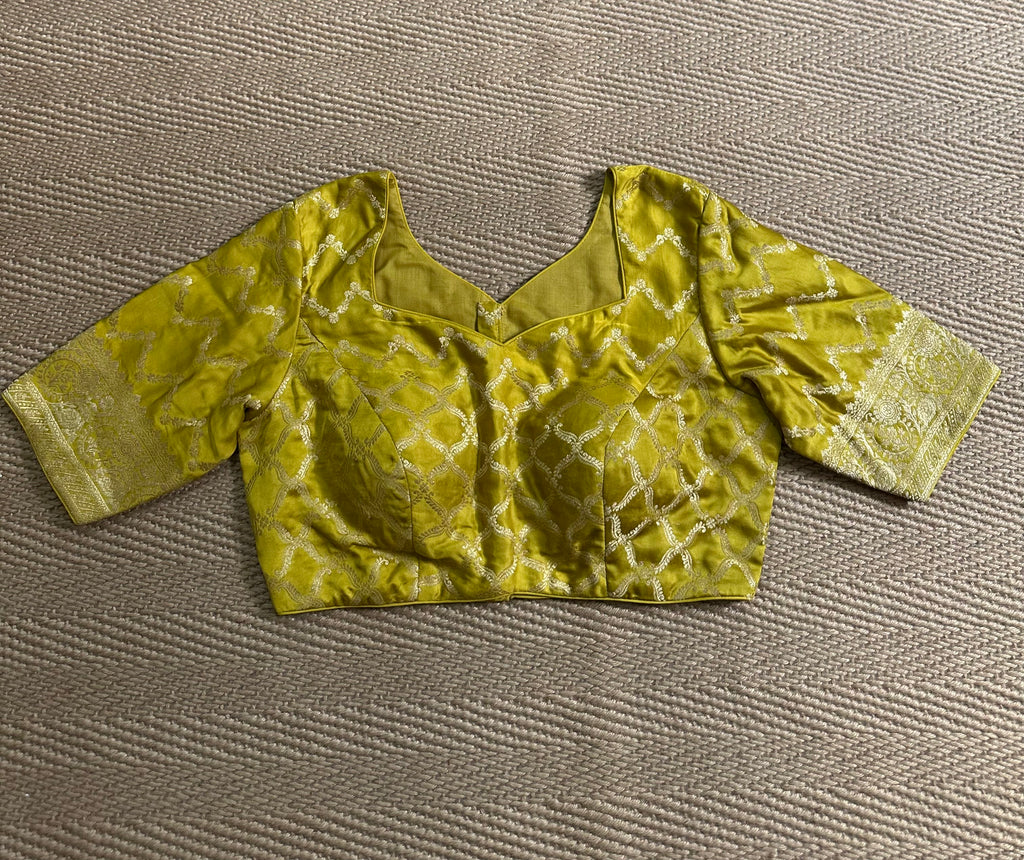 Light green banarsi brocade blouse