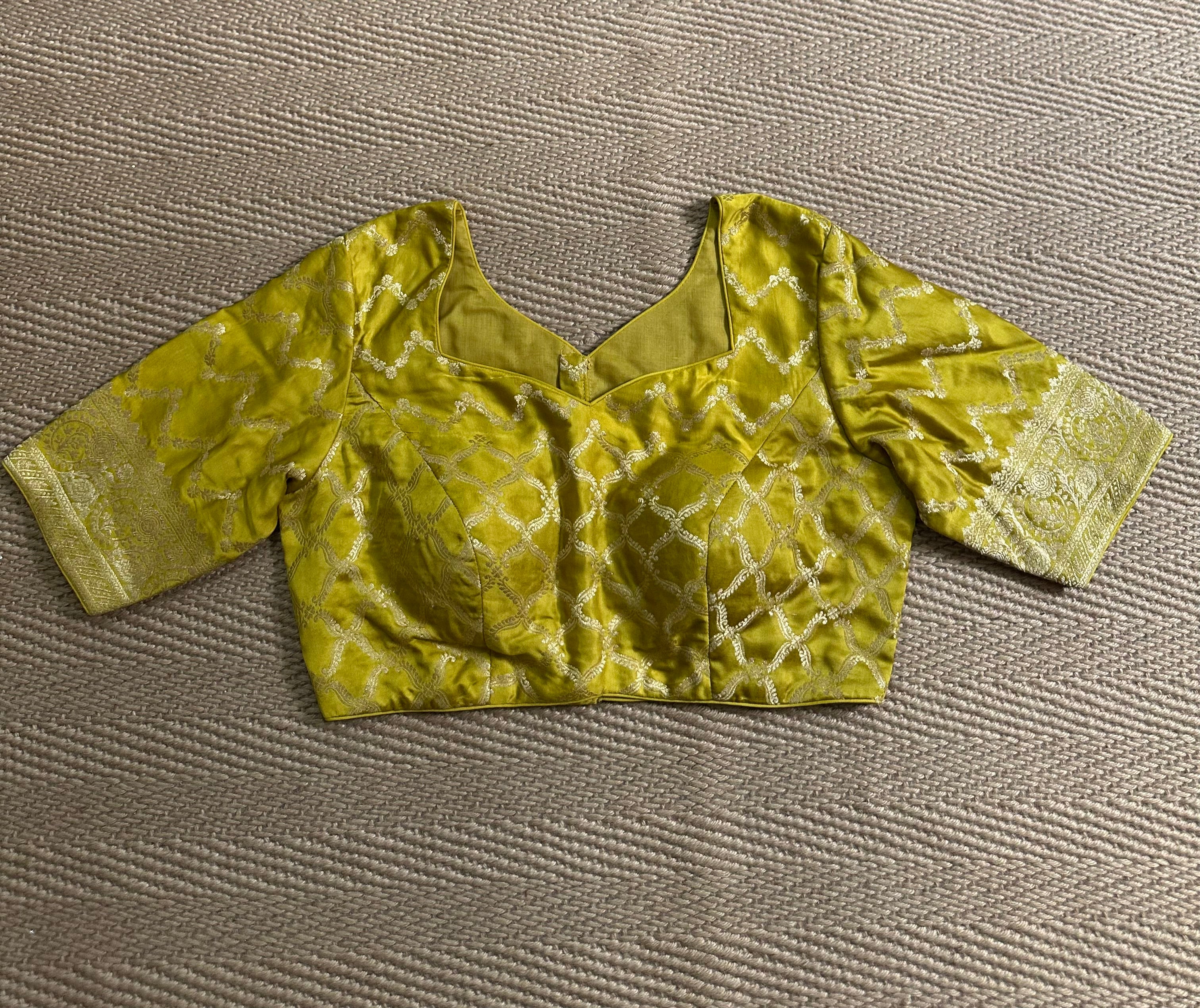 Light green banarsi brocade blouse