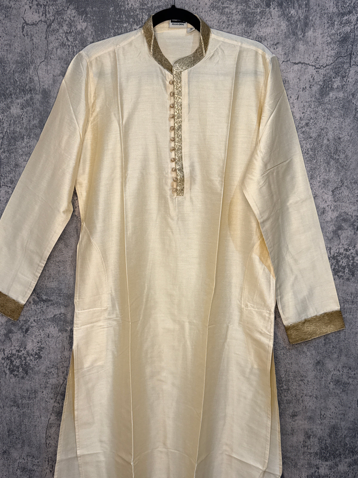 Cream color silk cotton kurta
