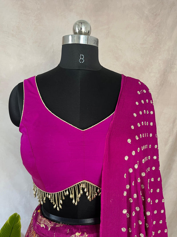 Magenta Banarsi silk lehanga