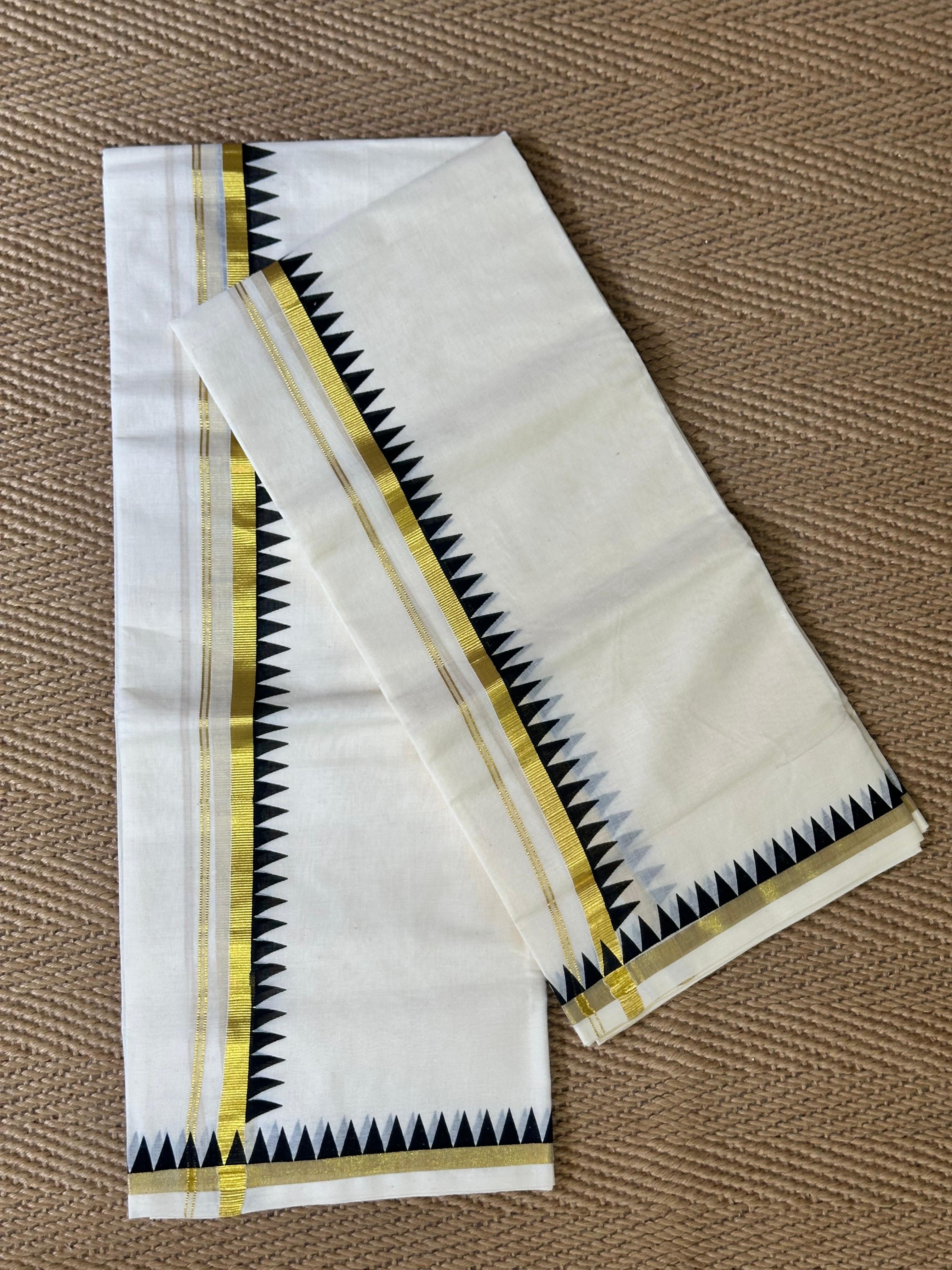 Set mundu with black small temple border