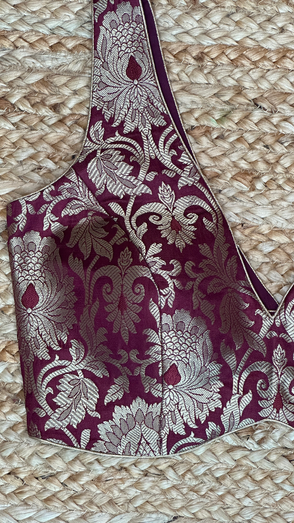 Wine brocade blouse